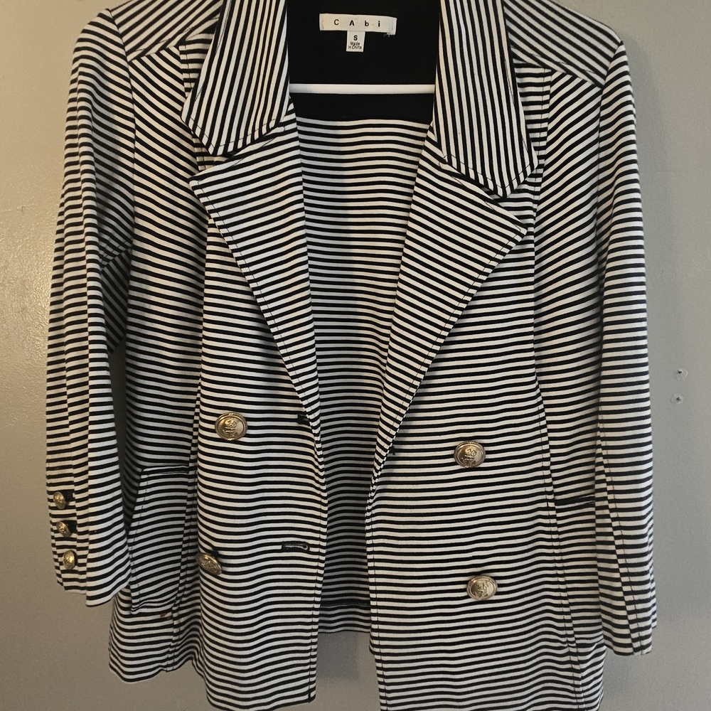 CAbi Striped Blazer with Gold Accents